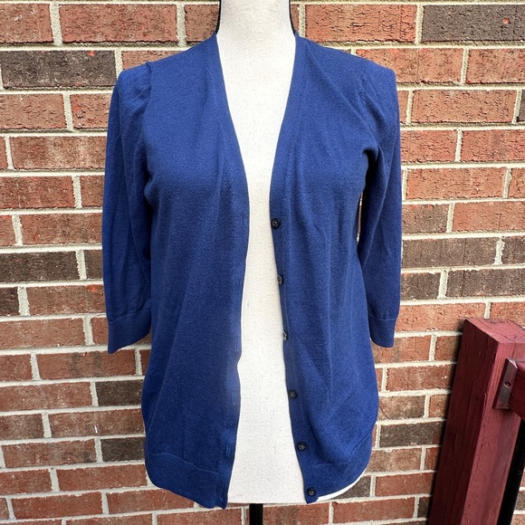 Old Navy royal blue button up cardigan, size large - Picture 2 of 9